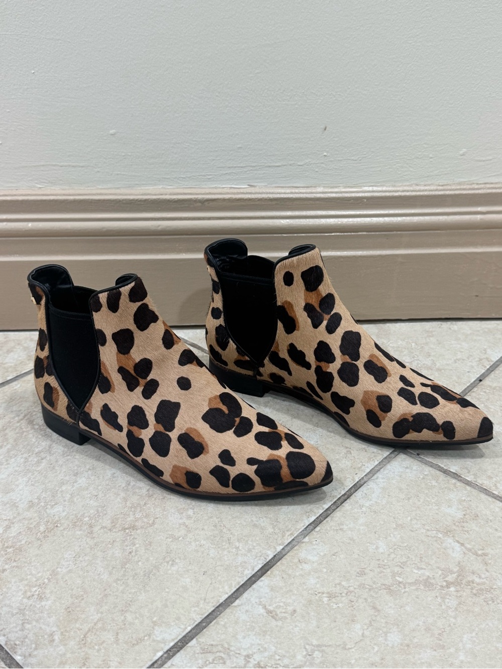 Cole Haan Leopard Print Chelsea Ankle Boots - Tan/Black